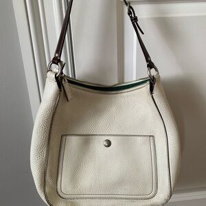 Coach Cream Pebbled Leather Hobo with Dark Brown Trim